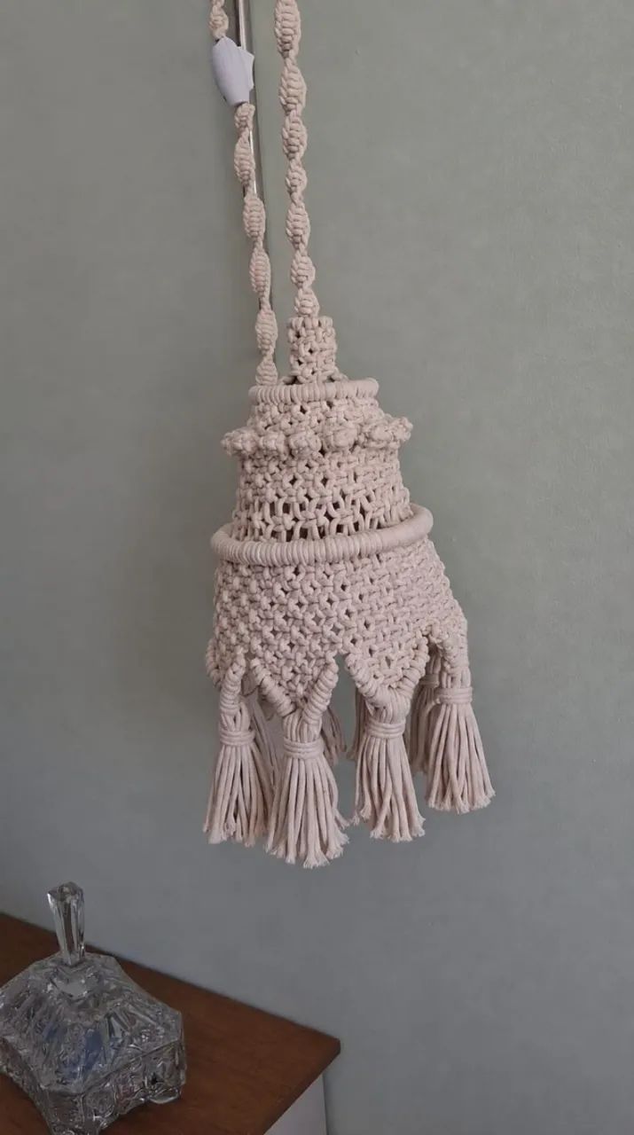Luminaria de Macrame pendente Boho Chic  - Foto 5