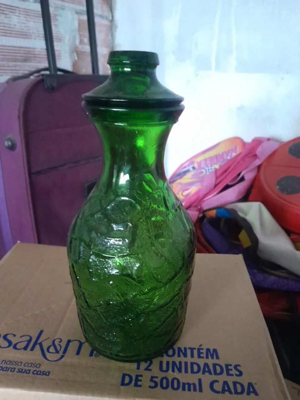 Jarra vintage verde com tampa - Foto 3