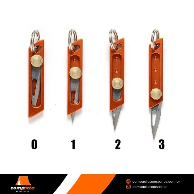 Faca utilitária chaveiro, liga de alumínio e aço inox, lâmina retrátil - Foto 2