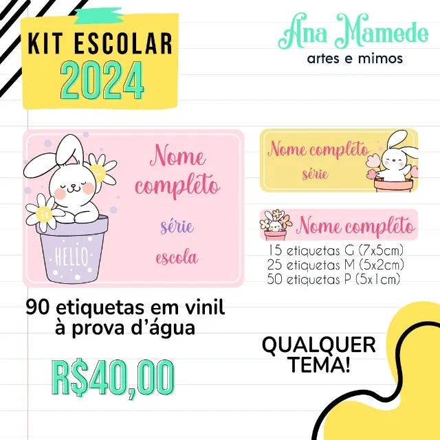 Kit 50 Etiquetas a Prova de Água