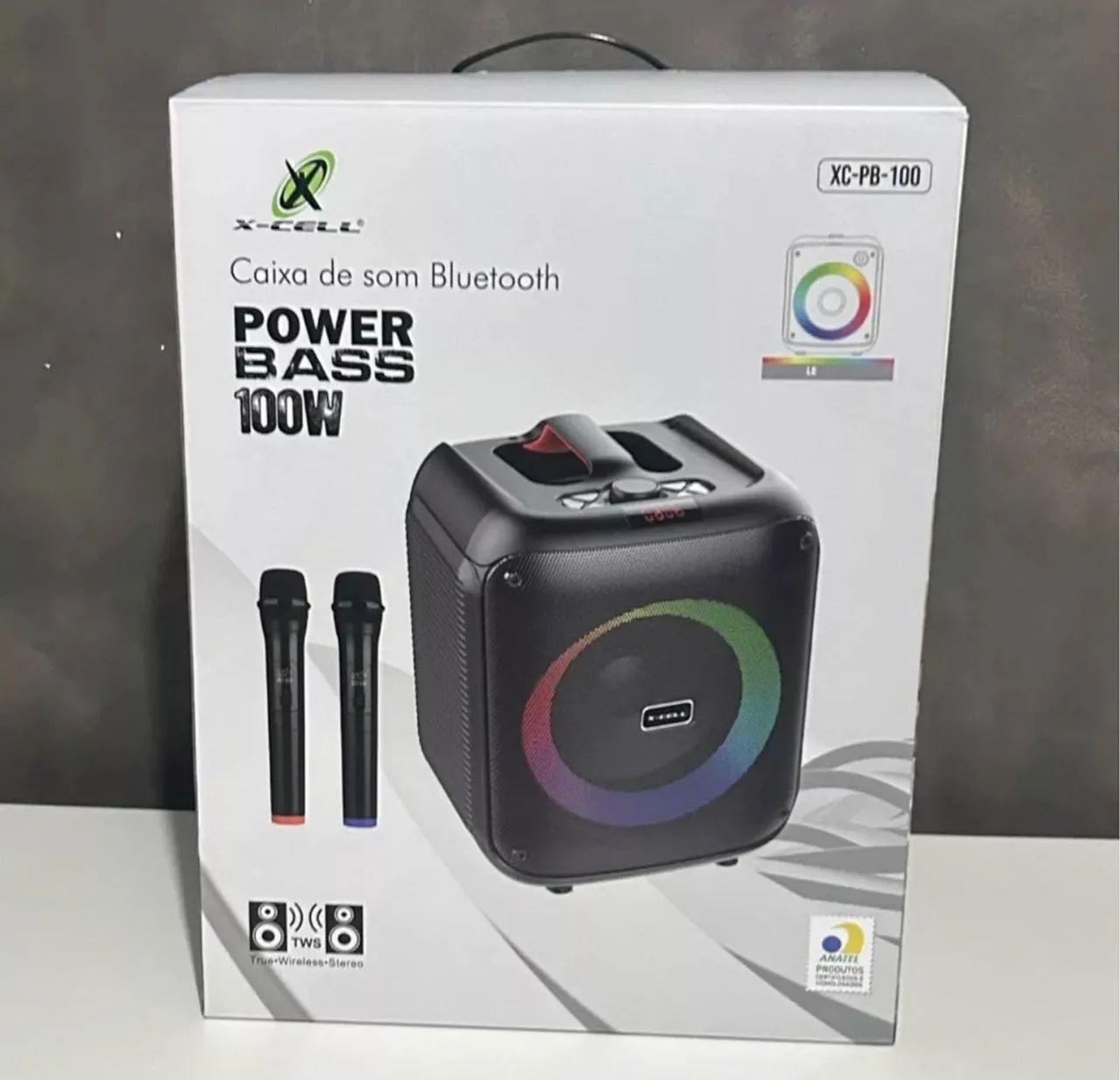 Caixa bluetooth Partybox com 2 microfones sem fio