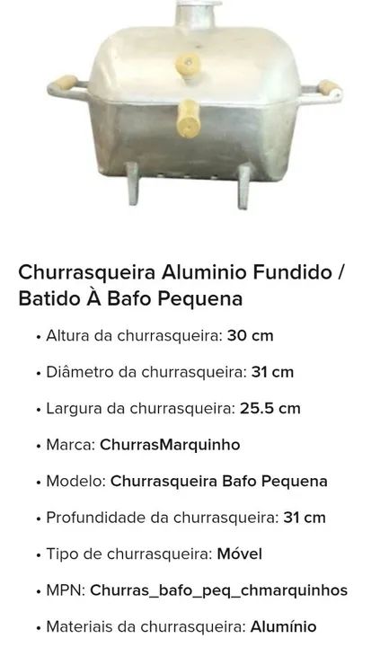 Churrasqueira Aluminio Fundido Nova / Batido À Bafo - Estoque Renovado - Foto 3