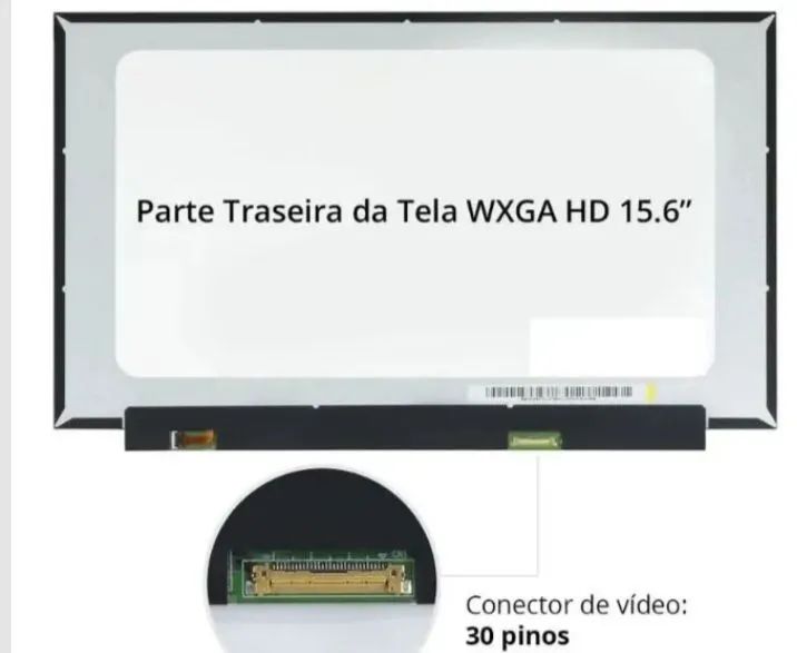 Tela notebook 15.6" led slim 30 pinos sem abas de fixação 