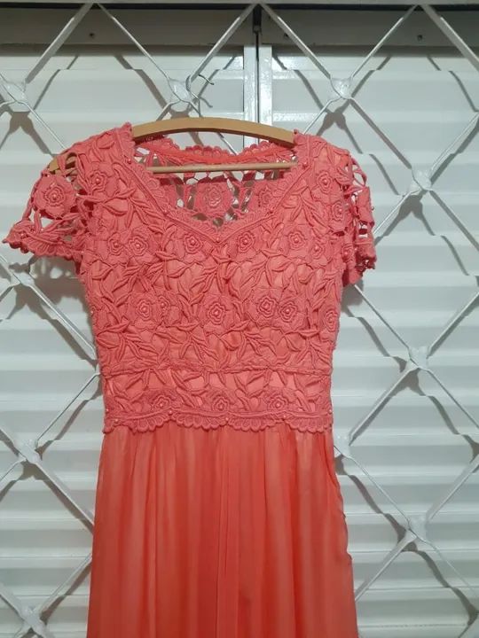 Vestido madrinha cor laranja / salmão P - Foto 3