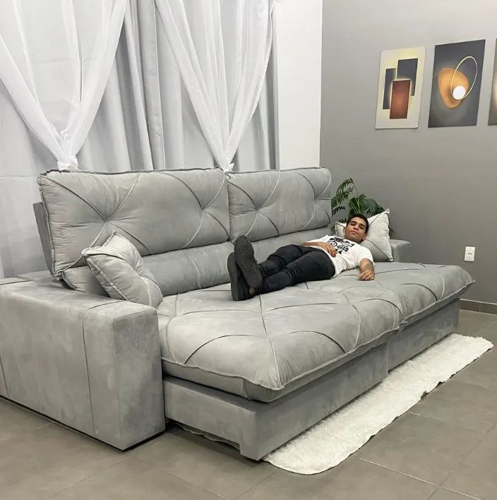 Sofá Retrátil e Reclinável Vienna Design  250cm Molas Ensacadas p765 - Foto 3