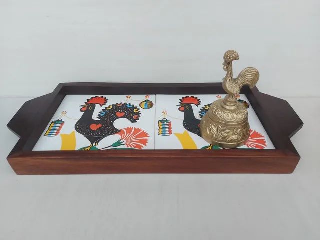 Bandeja em Azulejo  e Sino de mão  Galo Barcelos  - Foto 3