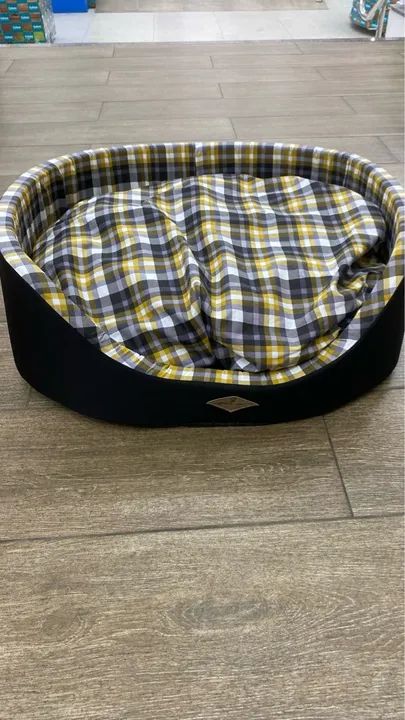 Cama para cachorro em tecido xadrez