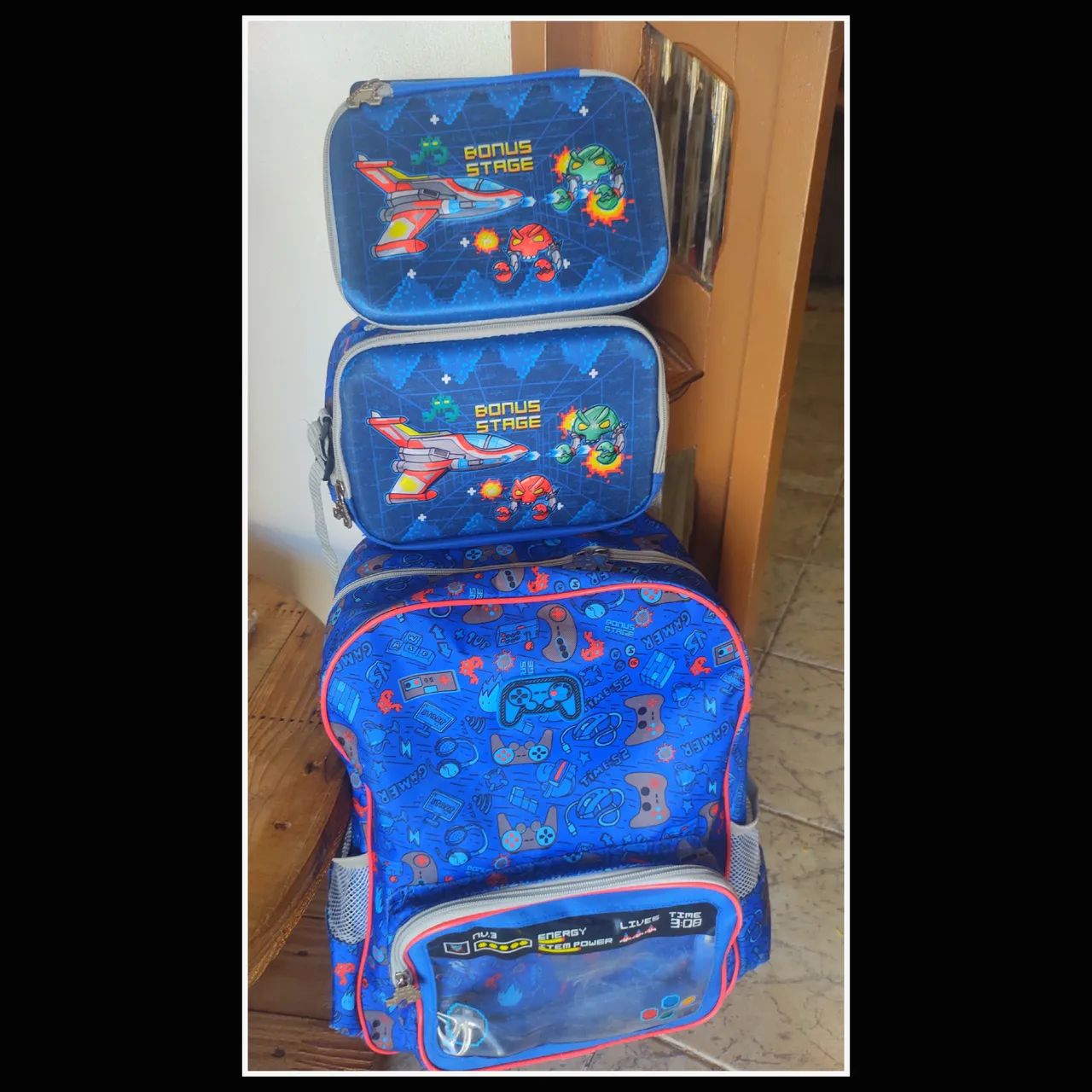 Conjunto Mochila escolar Gamer