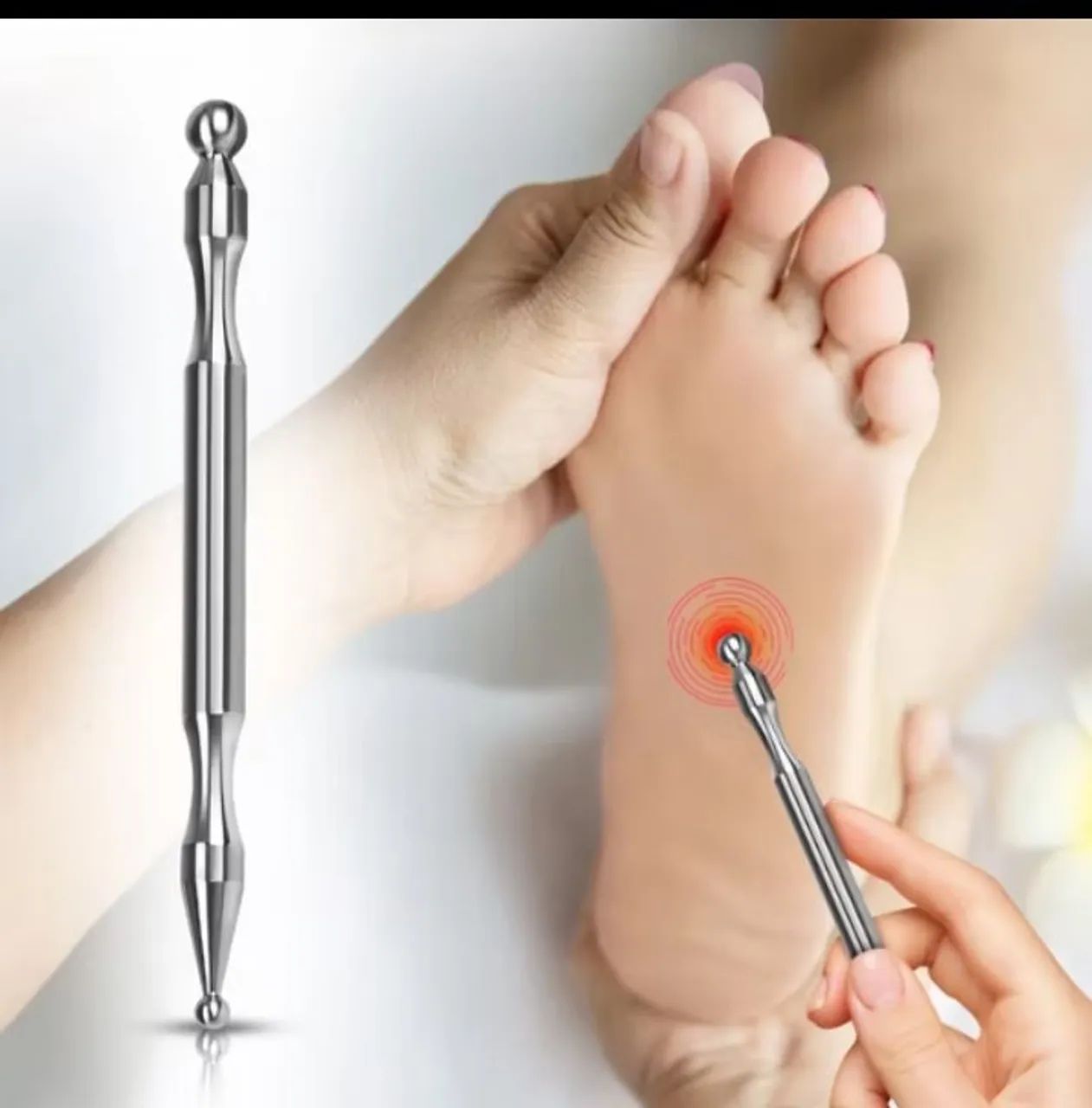 Bastão reflexologia ponteira aço. - Foto 4
