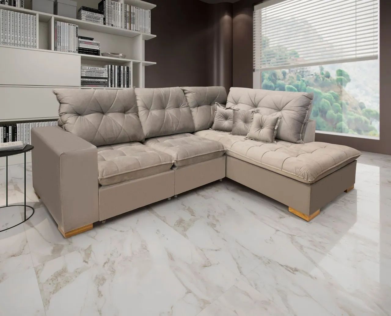 SOFÁ DE CANTO RETRÁTIL RECLINÁVEL COM MOLAS ENSACADAS