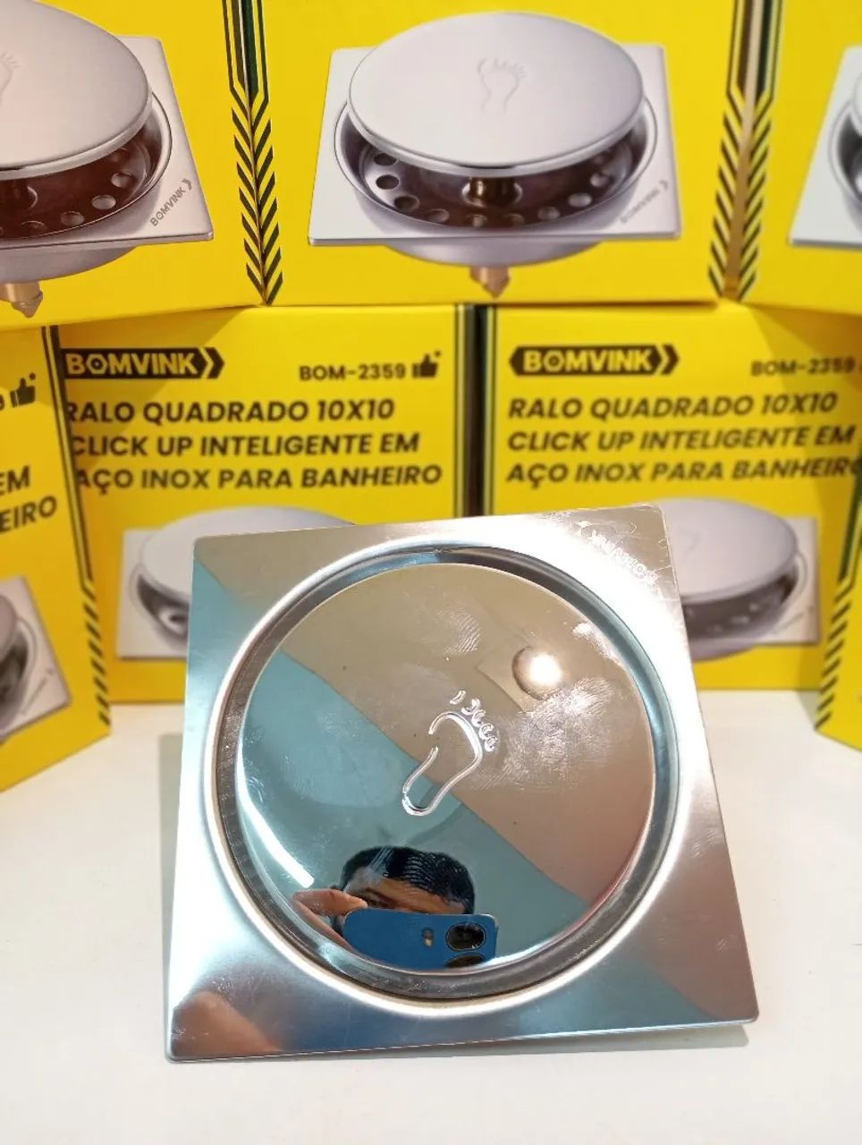 Ralo Quadrado Inteligente Click Up - Aço Inox 10x10