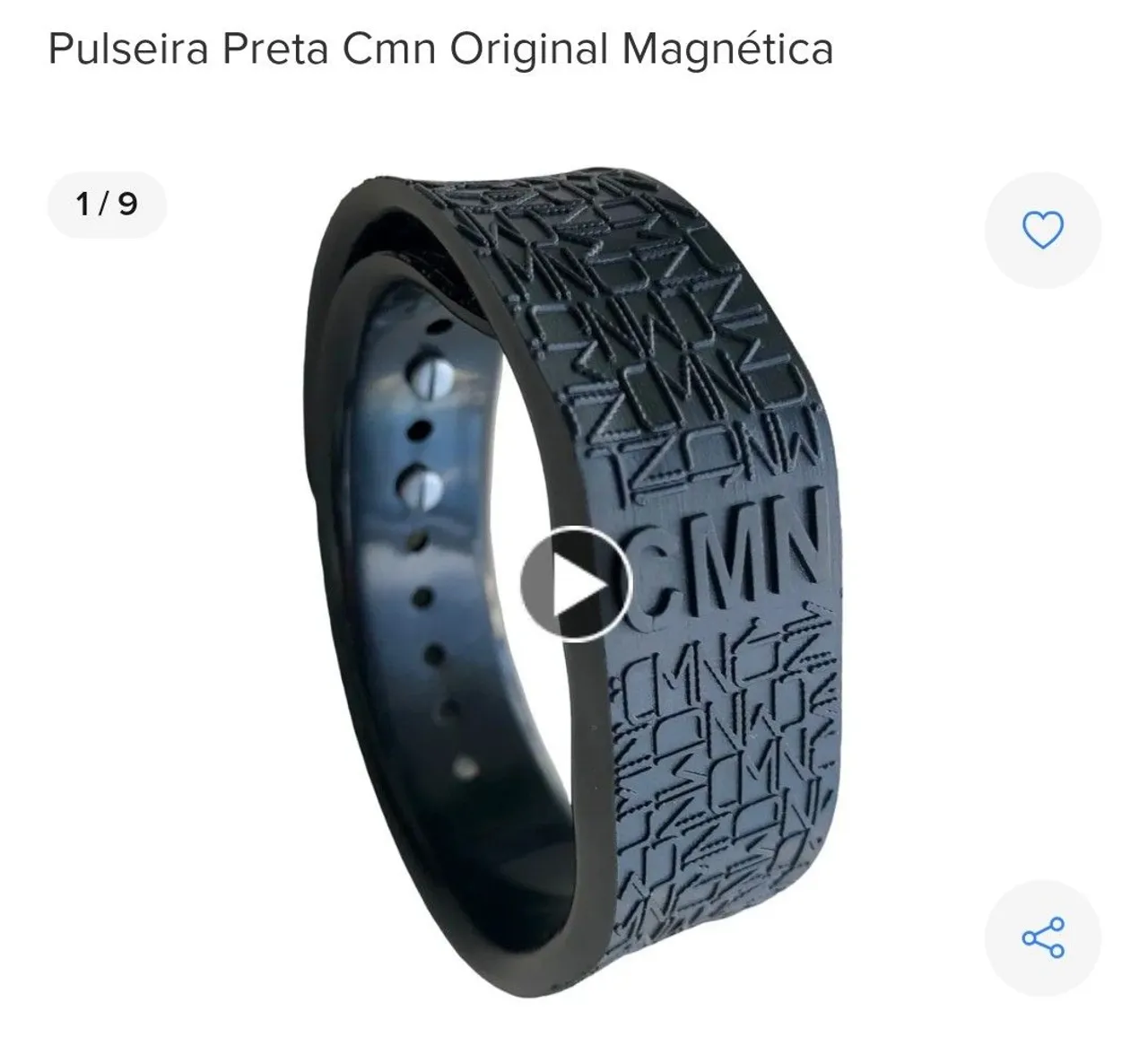 2 Pulseiras Preta Cmn Original Magnética para Academia