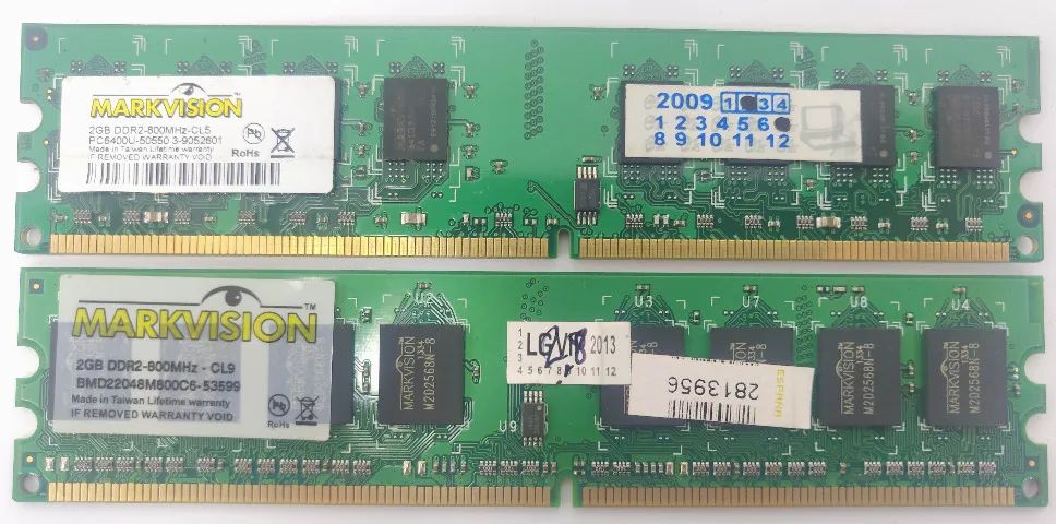Kit Memória RAM DDR2 4GB (2x2GB) 800Mhz Markvision