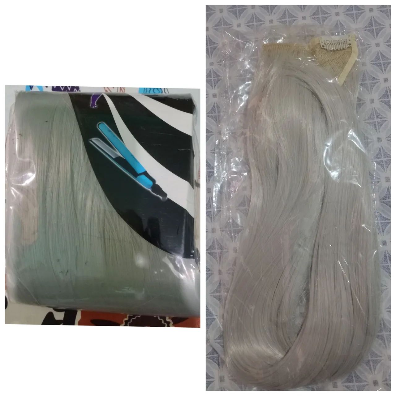 Mega Hair Cabelo Artificial - Cinza Claro