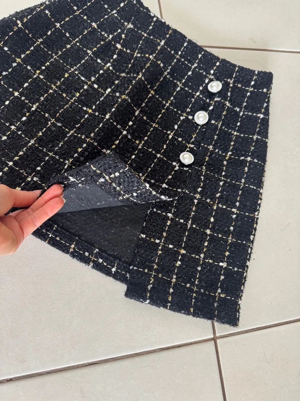 Saia Tweed Preta com Detalhes TAM 36 - Foto 2