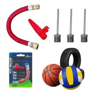 Kit Bico Pito Bomba De Encher Bola Adaptador Pneu 5 Pçs - Foto 3