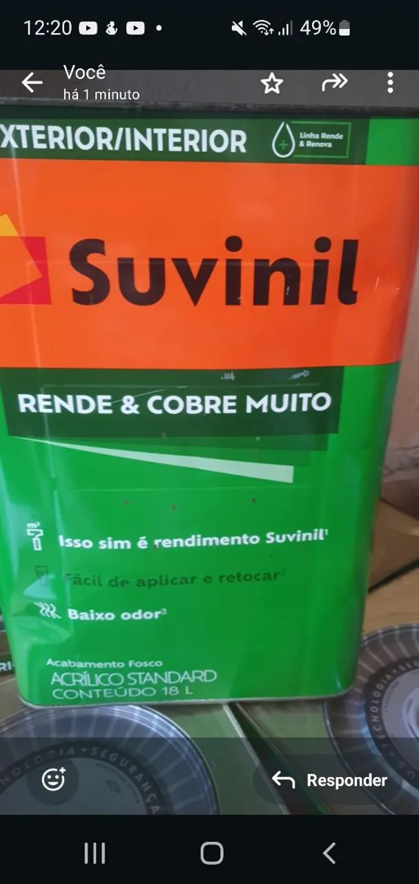 TINTA SUVINIL ACRÍLICA , RENDE & COBRE MUITO 18 L.