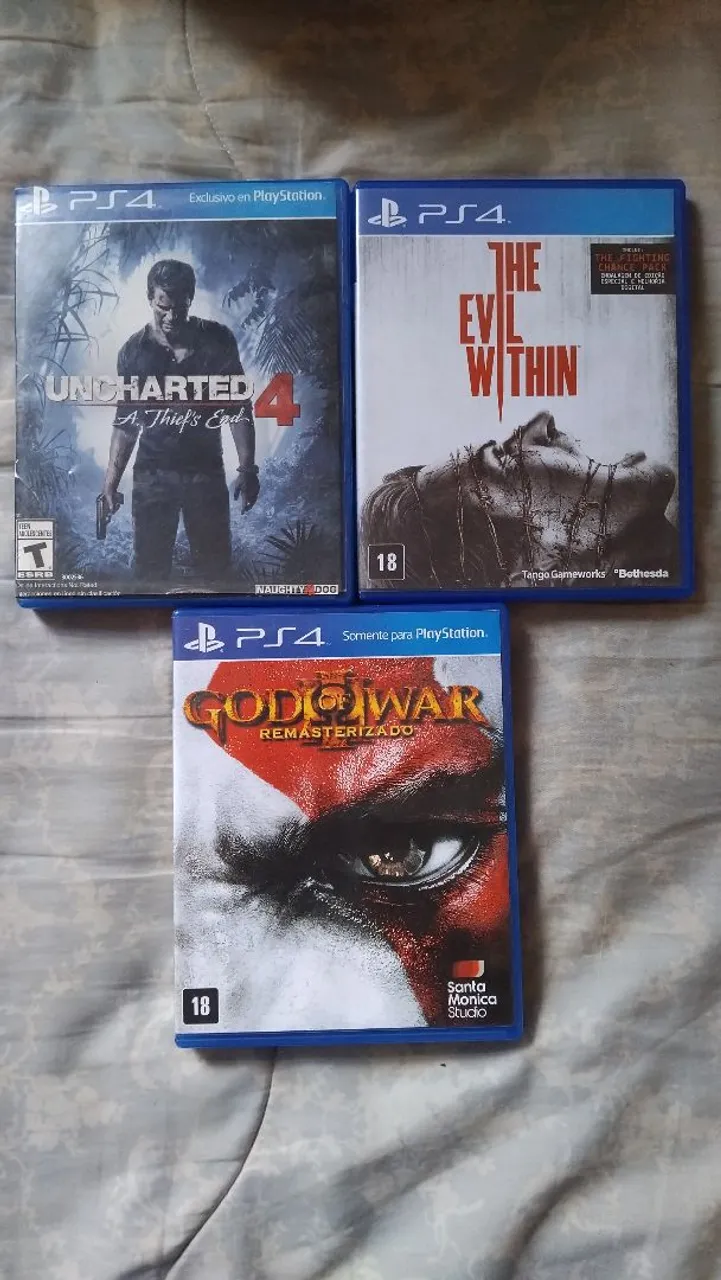 Jogos de PS4: Uncharted 4, The Evil Within e God of War Remasterizado