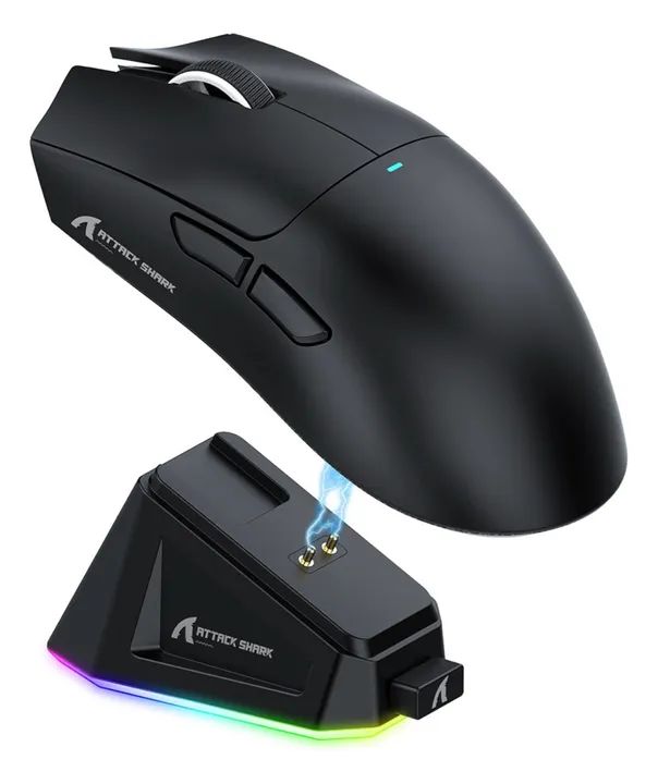 Mouse Attack Shark X11 Paw3311 Gaming Base Charging Rgb Black