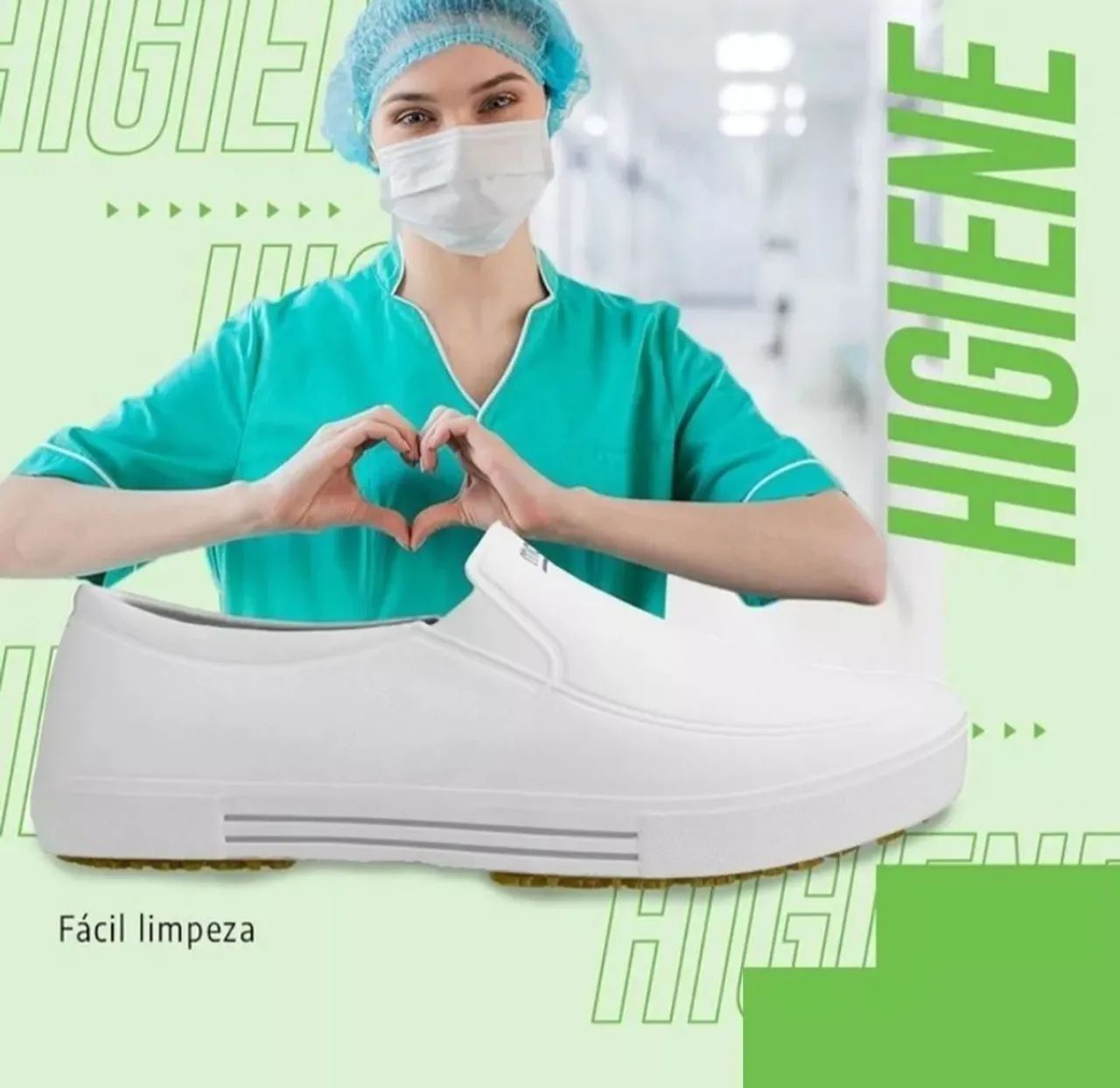 Sapato de Enfermagem Hospitalar Cozinha Branco Sol borracha  - Foto 4