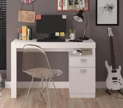 Escrivaninha Melissa Home Office 1 Porta e 1 Gaveta Branco Permobili <br>