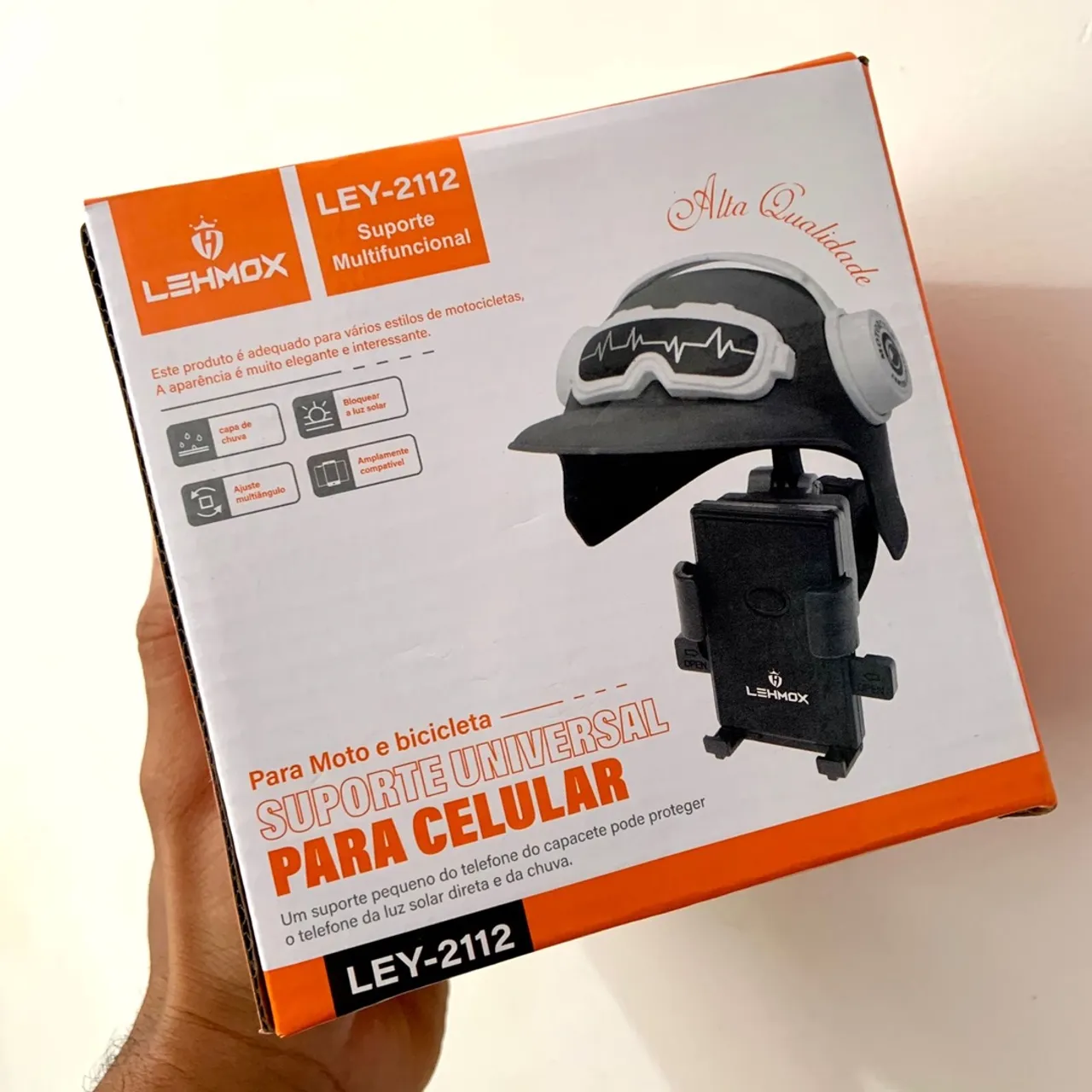 Suporte Universal de Celular para Moto e Bicicleta com Protetor de Luz Solar e Chuva 