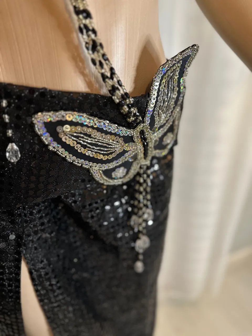 Conjunto de dança do ventre preto com detalhes em borboleta - Foto 5