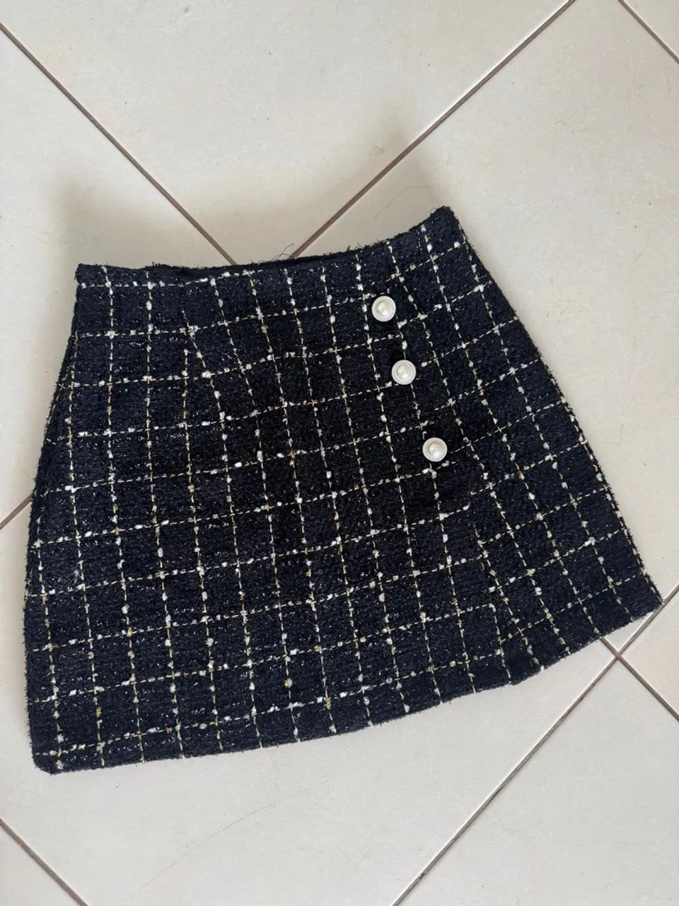 Saia Tweed Preta com Detalhes TAM 36 - Foto 3