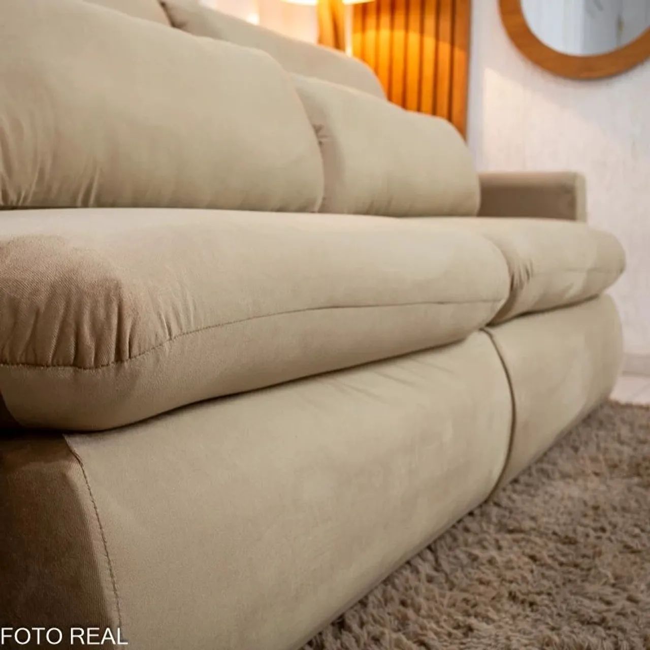 Sofá Retrátil Premium 2.30m Veludo Bege - Sem Caixa Produto Novo - Foto 4