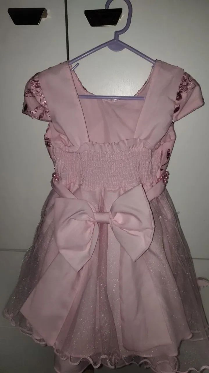 Vestido de renda rosa para menina - Foto 2