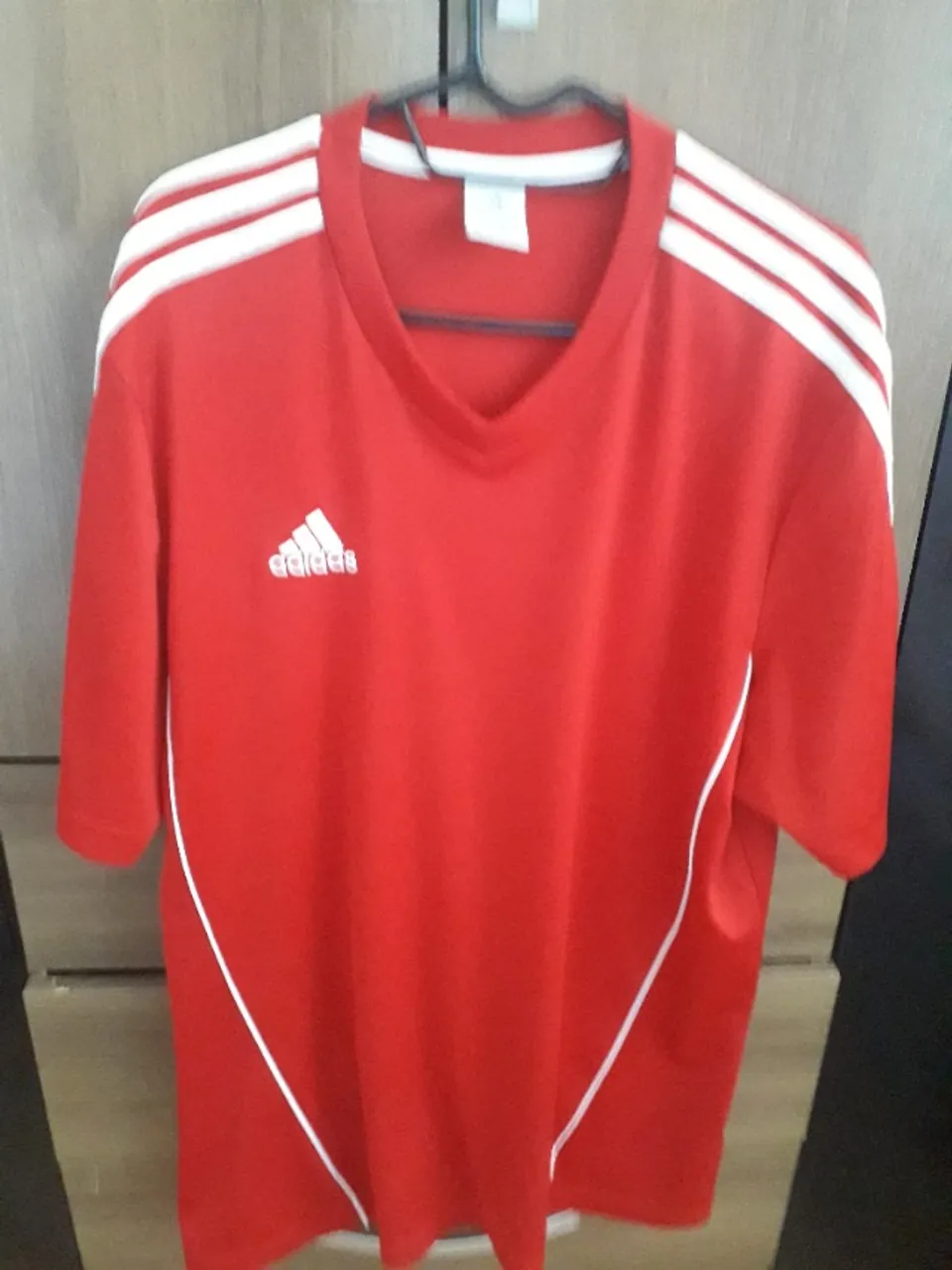 Camiseta, GG ,Masculina, Vermelha, Adidas , Original, Manga Curta, Poliéster, Gola V.
