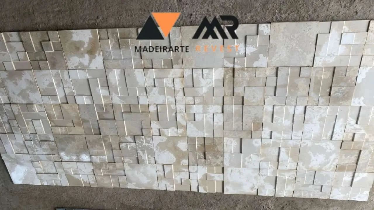 Revestimento cimentício geométrico travertino 5,5m² - Foto 4