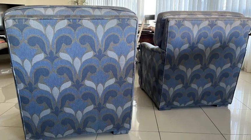 Par de Poltronas Qualidade Tecido Jacquard Almofadas Soltas Ziper - Foto 4