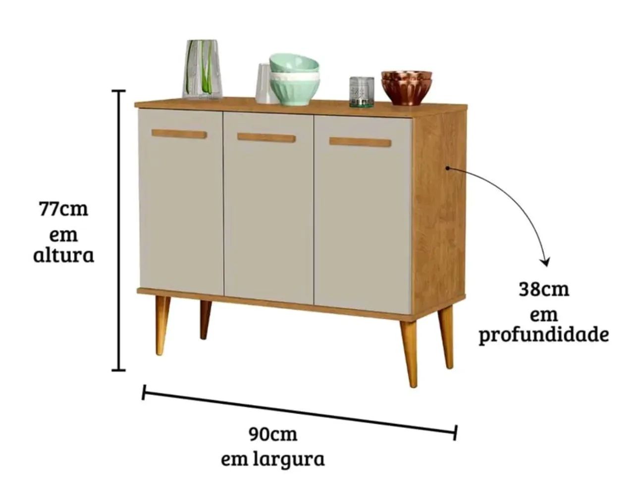 Buffet moderno branco com pés de madeira - Foto 3