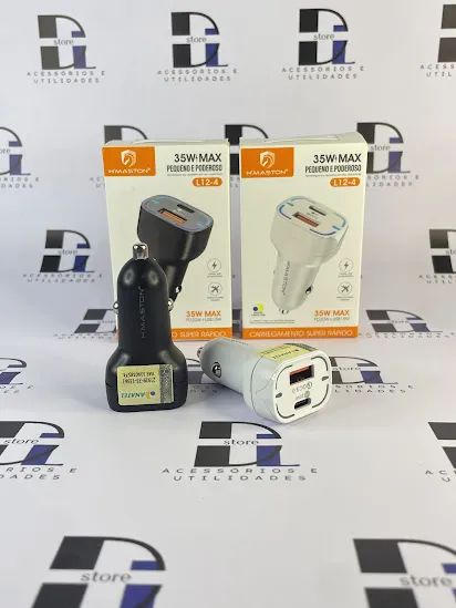 Carregador veicular com entrada TIPO C e USB 35W