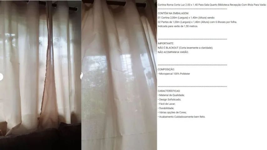 Vendo cortina SEM blackout, 2,00 x 1,40. No valor de R$25,00. Retirar em Maria Ortiz.