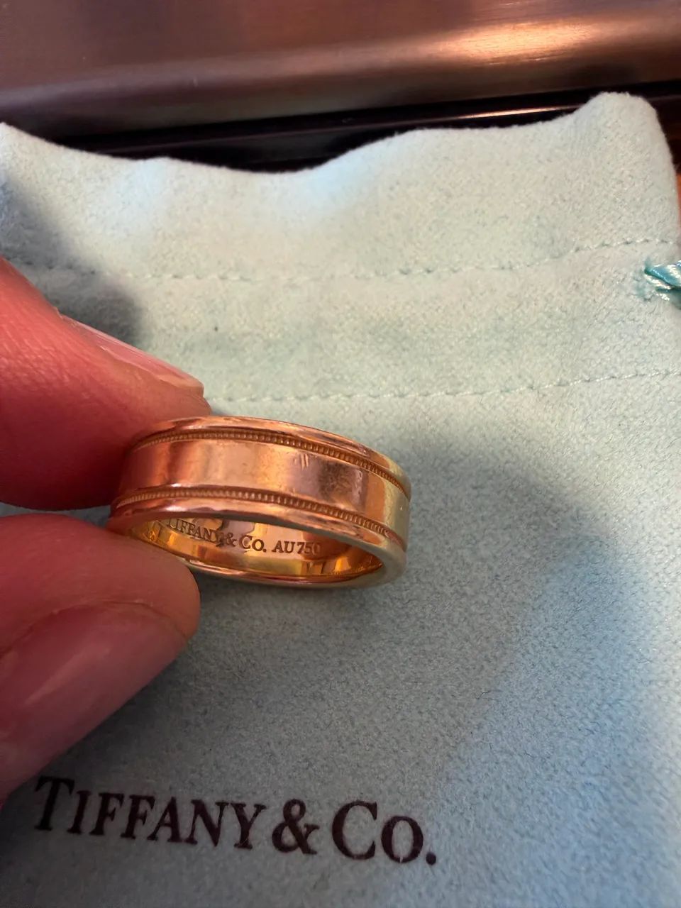 Anel Aliança Tiffany Double Milgrain Ouro 18k 750 - Foto 3