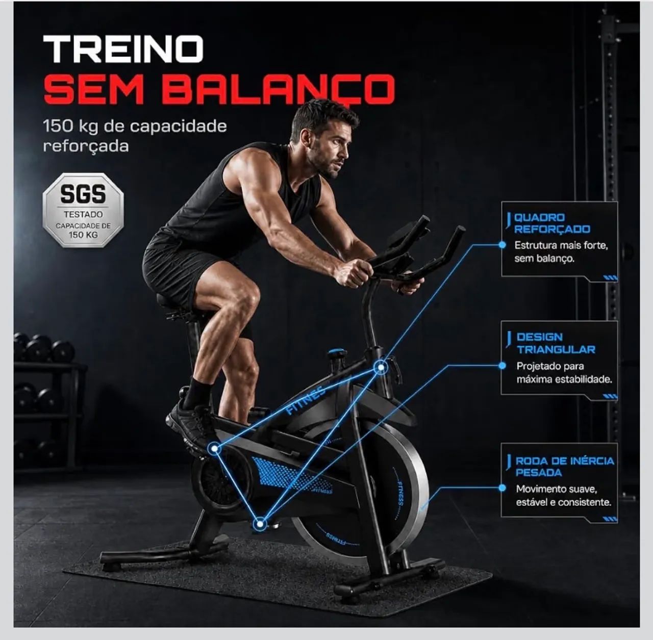 Bicicleta Ergométrica Spinning com Painel Digital - Pouco Uso