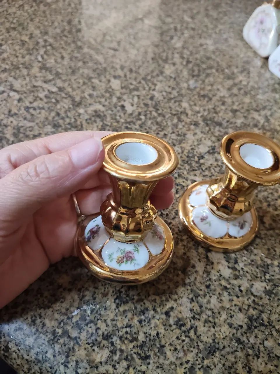 Par castiçal porcelana vintage Mauá  - Foto 3