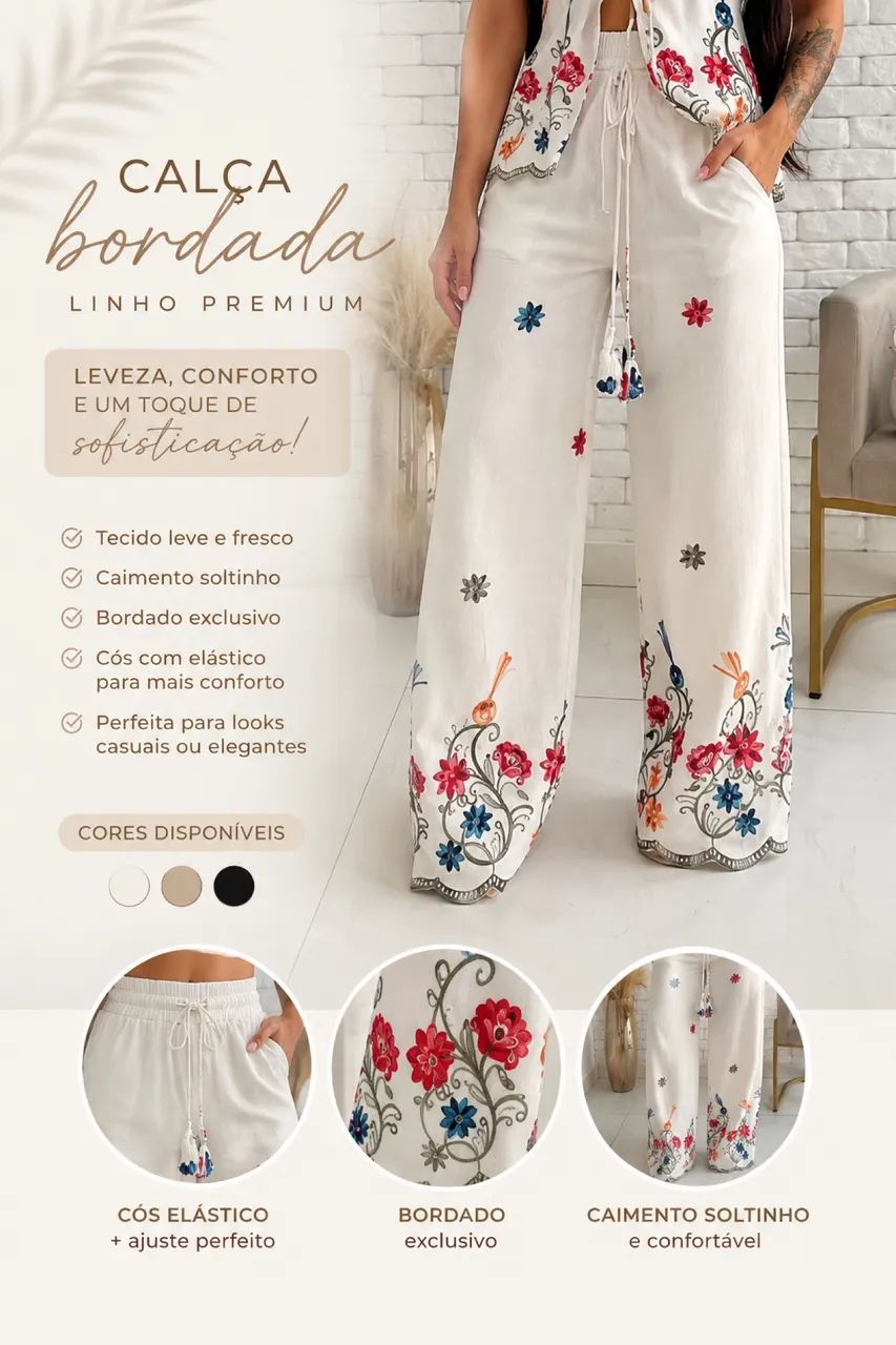 Calça bordada a venda sem nenhum uso 