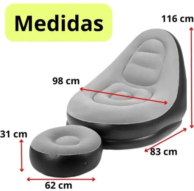POLTRONA + PUFF INFLÁVEL ULTRA CONFORTO - Foto 4