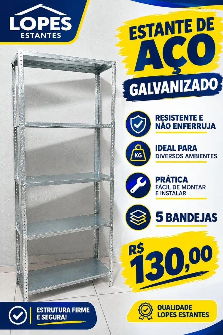 PRATELEIRAS DE AÇO GALVANIZADO EM OFERTA 