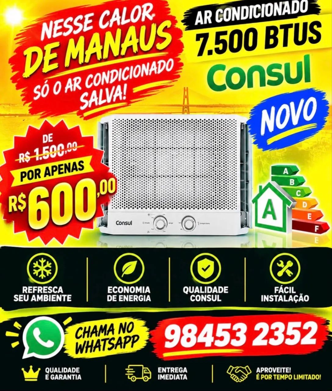 AR CONDICIONADO CONSUL 7.500btus