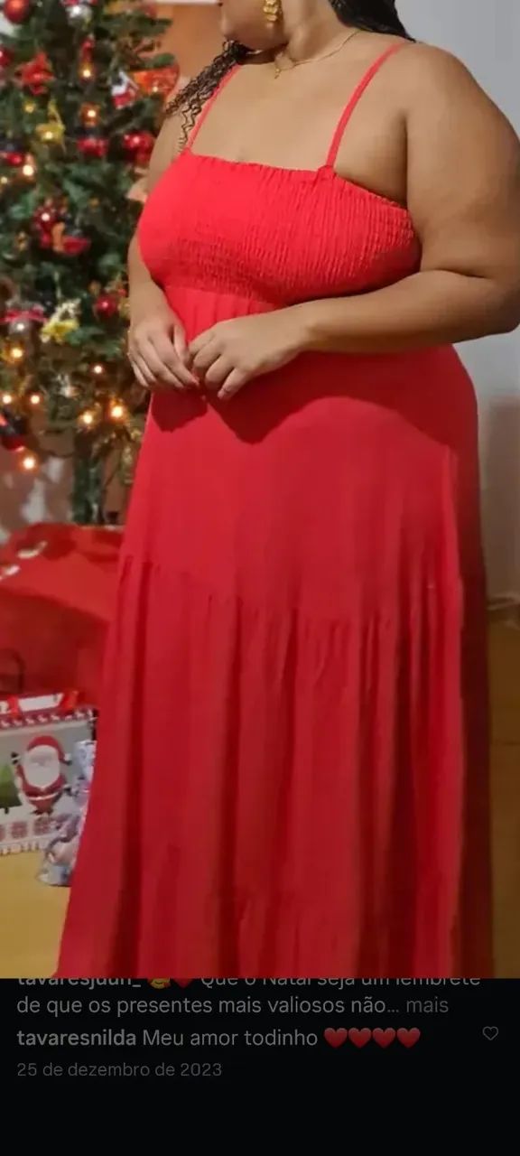 Vestido vermelho longo de lastex  - Foto 3