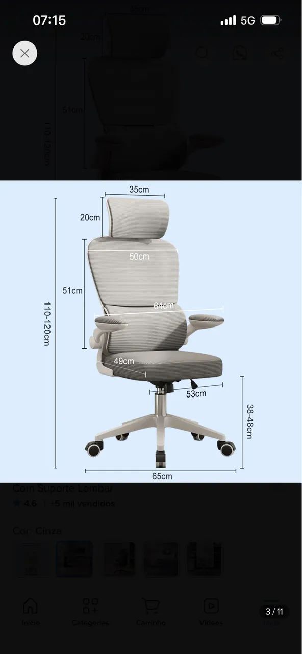 Cadeira ergonômica  - Foto 4
