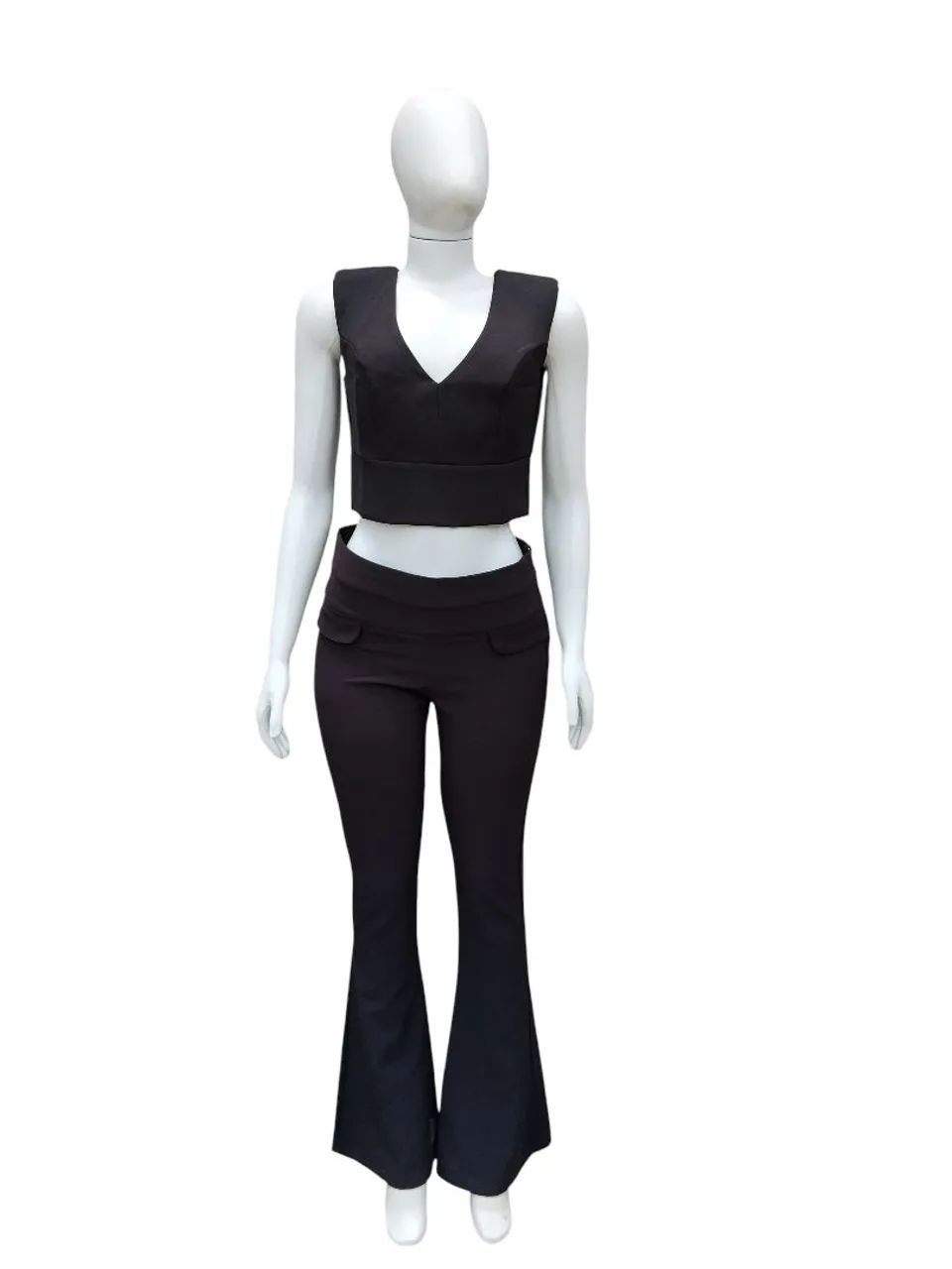 Conjunto Preto Cropped+ Calça Preta M - Foto 2