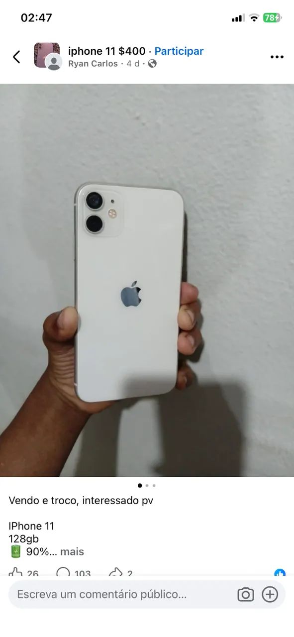iPhone 11 branco 128GB - Celulares e Smartphones - Cavaleiro