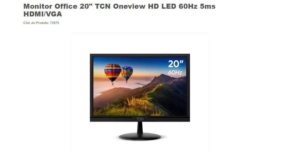 MONITOR 20" 60HZ HD ONEVIEW TCN - Foto 3