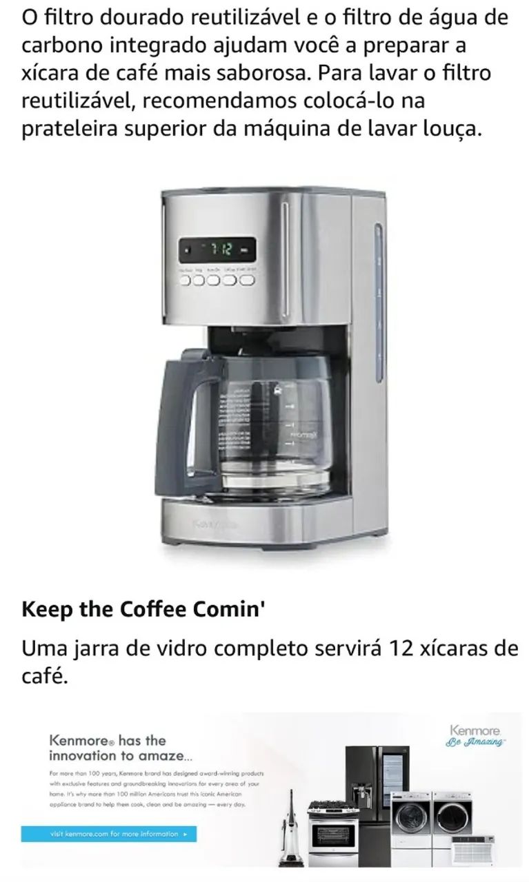 Kenmore Cafeteira programável importada (praticamente nova) - Foto 5