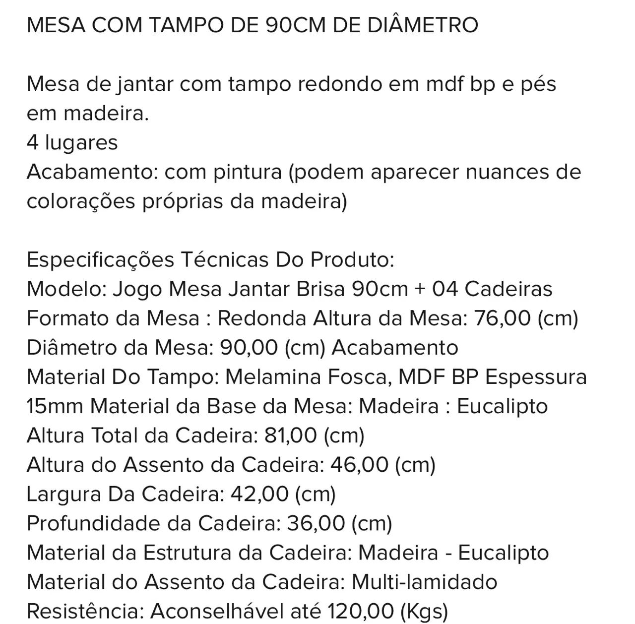 Conjunto mesa + 4 cadeiras  - Foto 3